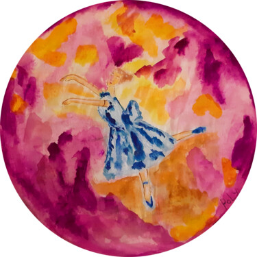 「Ballerina №1 (water…」というタイトルの絵画 Polyによって, オリジナルのアートワーク, 水彩画 ウッドパネルにマウント