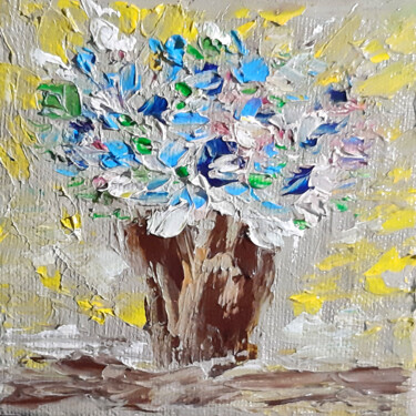 Painting titled "Ukrainian bouquet (…" by Poly, Original Artwork, Oil Mounted on Cardboard