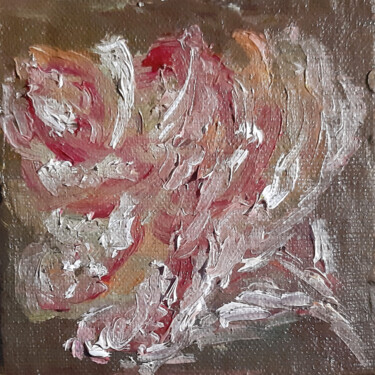 Painting titled "Rose (impasto oil p…" by Poly, Original Artwork, Oil Mounted on Cardboard