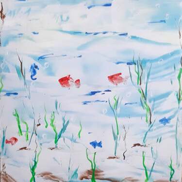 Peinture intitulée "Fish and relaxation" par Poly, Œuvre d'art originale, Cire