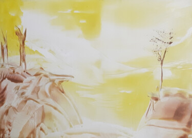Malerei mit dem Titel "Yellow landscape" von Poly, Original-Kunstwerk, Wachs