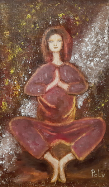 Ζωγραφική με τίτλο "Morning yoga" από Poly, Αυθεντικά έργα τέχνης, Λάδι Τοποθετήθηκε στο Ξύλινο πάνελ