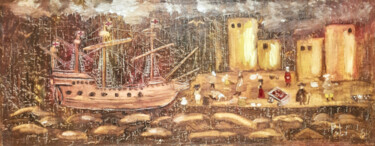 Pintura titulada "Maritime trade" por Poly, Obra de arte original, Oleo Montado en Panel de madera