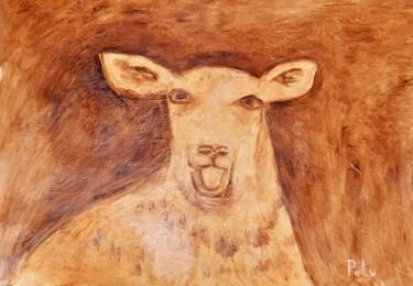 Schilderij getiteld "Sheep portrait" door Poly, Origineel Kunstwerk, Olie