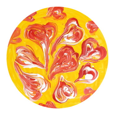 Mix of hearts. Fluid art (round painting on canvas) Painting titled "Mix of hearts. Flui…" by Vera Polyachenko, Original Art, Acrylic Mounted on Other rigid panel
