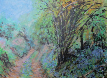 Painting titled "Bluebells at Lydlin…" by Bernice Grundy, Original Artwork, Oil