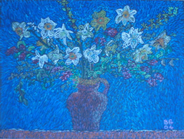 Painting titled "Spring Flowers" by Bernice Grundy, Original Artwork, Oil