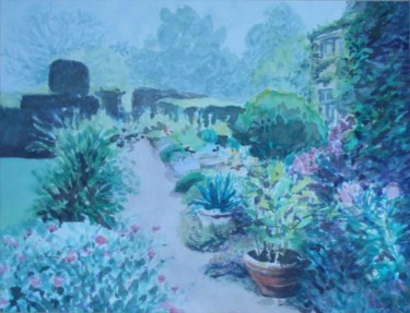 Painting titled "Somerset Garden" by Bernice Grundy, Original Artwork, Watercolor