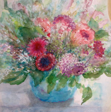 Peinture intitulée "Pink Flowers" par Bernice Grundy, Œuvre d'art originale, Aquarelle