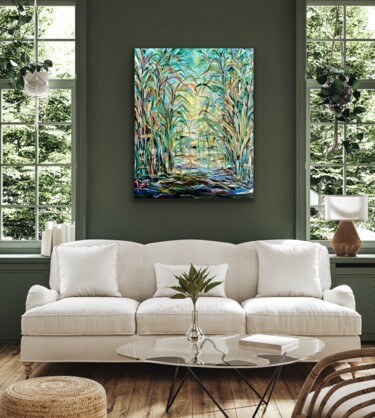Painting titled "Walk in the Jungle" by Pooja Verma, Original Artwork, Acrylic Mounted on Wood Stretcher frame