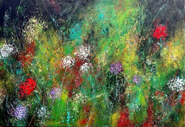 Malerei mit dem Titel "Tapestry of Summer…" von Pooja Verma, Original-Kunstwerk, Acryl