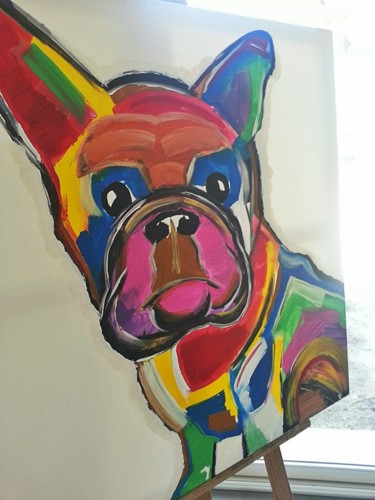 Painting titled "Bouledogue" by Tiphaine Corteyn, Original Artwork, Acrylic