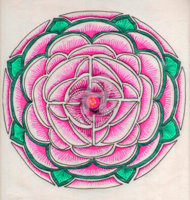 Dibujo titulada "mandala-03" por Pootshee, Obra de arte original, Bolígrafo