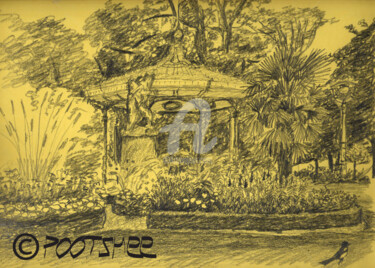 Dessin intitulée "Le kiosque à musiqu…" par Pootshee, Œuvre d'art originale, Crayon