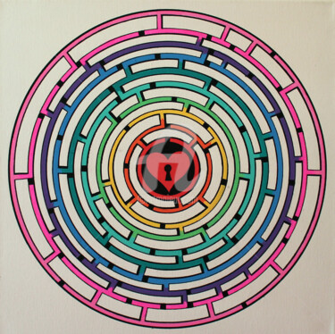 Dessin intitulée "mandala-canvas-04" par Pootshee, Œuvre d'art originale, Marqueur