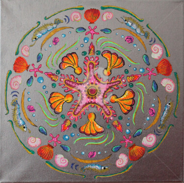 Dessin intitulée "mandala-canvas-05" par Pootshee, Œuvre d'art originale, Marqueur
