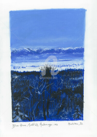 Dessin intitulée "03-Blue Hour- Mudfl…" par Pootshee, Œuvre d'art originale, Pastel