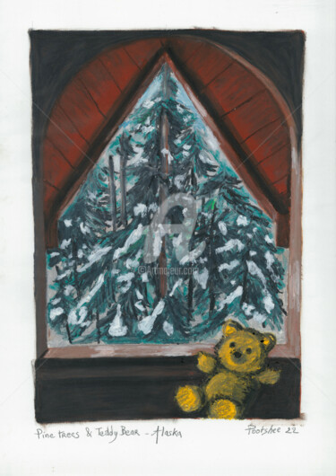 Dessin intitulée "26-Pine trees and T…" par Pootshee, Œuvre d'art originale, Pastel