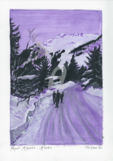 Dessin intitulée "29-Mount Alyeska-Al…" par Pootshee, Œuvre d'art originale, Pastel