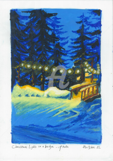 Dessin intitulée "38-Christmas lights…" par Pootshee, Œuvre d'art originale, Pastel