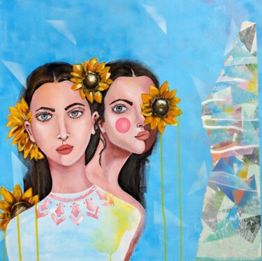 Painting titled "Two faced" by Poonam Choudhary, Original Artwork, Acrylic Mounted on Wood Stretcher frame