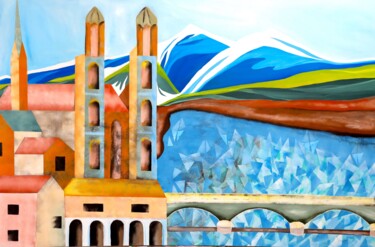 Landscape - Zurich Painting titled "Landscape - Zurich" by Poovi Art Gallery, Original Art, Acrylic
