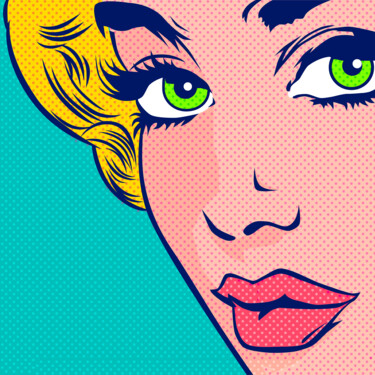 Arte digital titulada "CLOSE UP GIRL" por Pop Art World, Obra de arte original, Trabajo Digital 2D