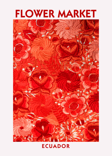 Цифровое искусство под названием "FLOWER MK EC RED" - Pop Art World, Подлинное произведение искусства, Фотомонтаж
