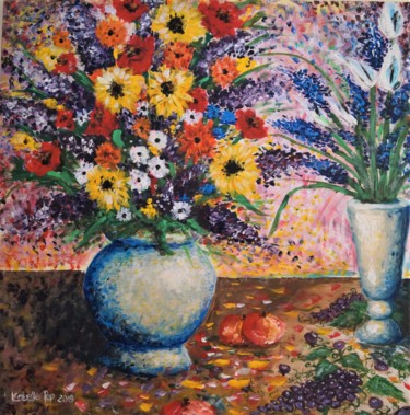 Malerei mit dem Titel "Blooming explosion.…" von Isabelle Pop, Original-Kunstwerk, Acryl