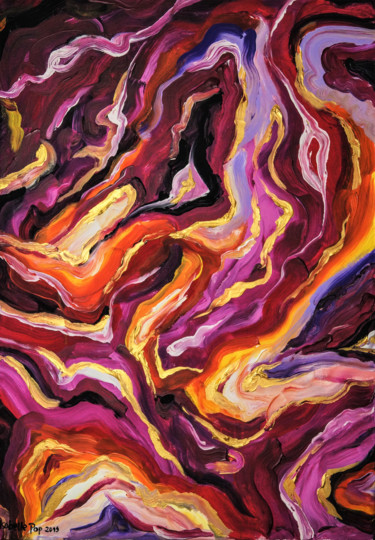 Malerei mit dem Titel "Lava Flow" von Isabelle Pop, Original-Kunstwerk, Acryl