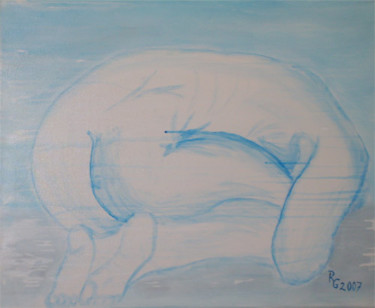 Painting titled "Akt in Blau" by Günther Roth, Original Artwork
