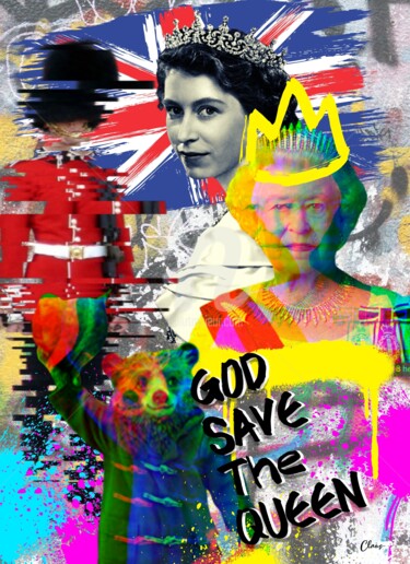 Arts numériques intitulée "GOD SAVE THE QUEEN !" par Géraldine Claus, Œuvre d'art originale, Photo montage