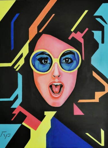 FASHION GLASSES Peinture intitulée "FASHION GLASSES" par Rp, Œuvre d'art originale, Acrylique