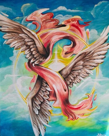 Peinture intitulée "Sky creature" par Popescu Denisa, Œuvre d'art originale, Acrylique
