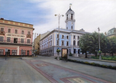 Peinture intitulée "City center Cherniv…" par Popova Josephine, Œuvre d'art originale, Huile