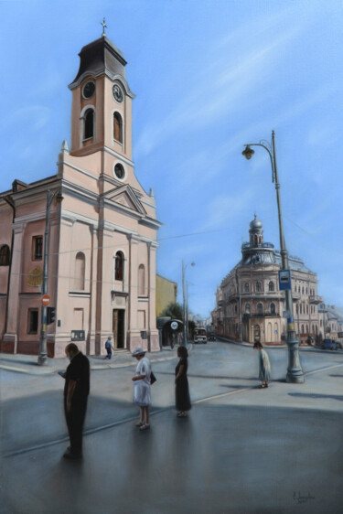Painting titled "Chernivtsi street" by Popova Josephine, Original Artwork, Oil