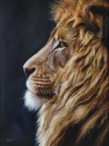 Pittura intitolato "Lion" da Popova Josephine, Opera d'arte originale, Olio