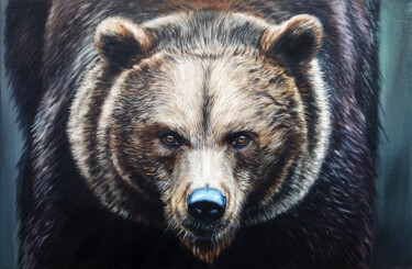 Peinture intitulée "A bear." par Popova Josephine, Œuvre d'art originale, Huile