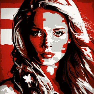 Digital Arts titled "SWISS GIRL" by Poptonicart, Original Artwork, Digital Painting