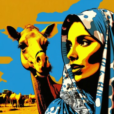 绘画 标题为“CAMEL WOMAN” 由Poptonicart, 原创艺术品, 数字油画