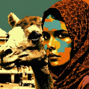 Peinture intitulée "CAMEL WOMAN 2" par Poptonicart, Œuvre d'art originale, Peinture numérique