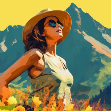 Arte digital titulada "HIKING IN SWITZERLA…" por Poptonicart, Obra de arte original, Pintura Digital