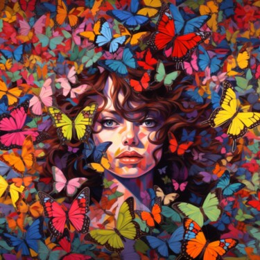 Peinture intitulée "BUTTERFLY 2222" par Poptonicart, Œuvre d'art originale, Peinture numérique