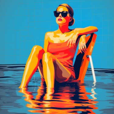 Arte digital titulada "SWIMMING POOL 21" por Poptonicart, Obra de arte original, Collages digitales