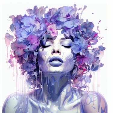 Painting titled "LAVENDER WOMAN" by Poptonicart, Original Artwork, Digital Collage