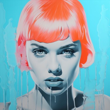 Картина под названием "ICE WOMAN WHITE FACE" - Poptonicart, Подлинное произведение искусства, Цифровой коллаж