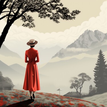 Arte digitale intitolato "SWISS WOMAN IN THE…" da Poptonicart, Opera d'arte originale, Collage digitale