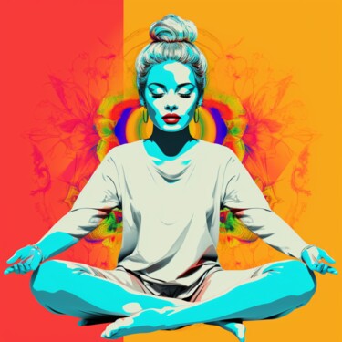 Painting titled "YOGA POPART" by Poptonicart, Original Artwork, Digital Collage