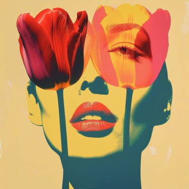 Painting titled "TULIPS" by Poptonicart, Original Artwork, Digital Collage