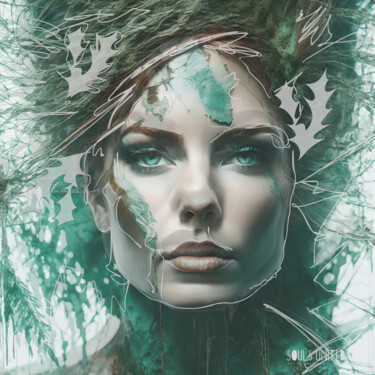 Grafika cyfrowa / sztuka generowana cyfrowo zatytułowany „SILVER FOREST WOMAN…” autorstwa Poptonicart, Oryginalna praca, Kol…